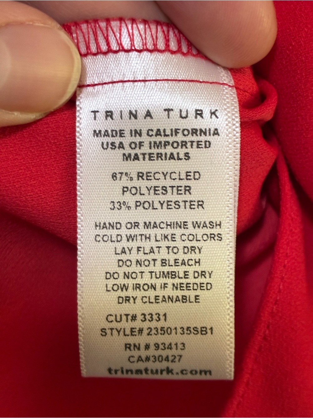 Trina Turk Red Draped Faux wrap Concourse Blouse size m/l - Picture 6 of 7